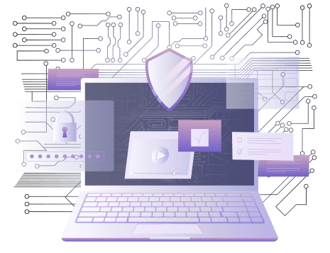 Data security and encryption illustration showing protected data on AWS